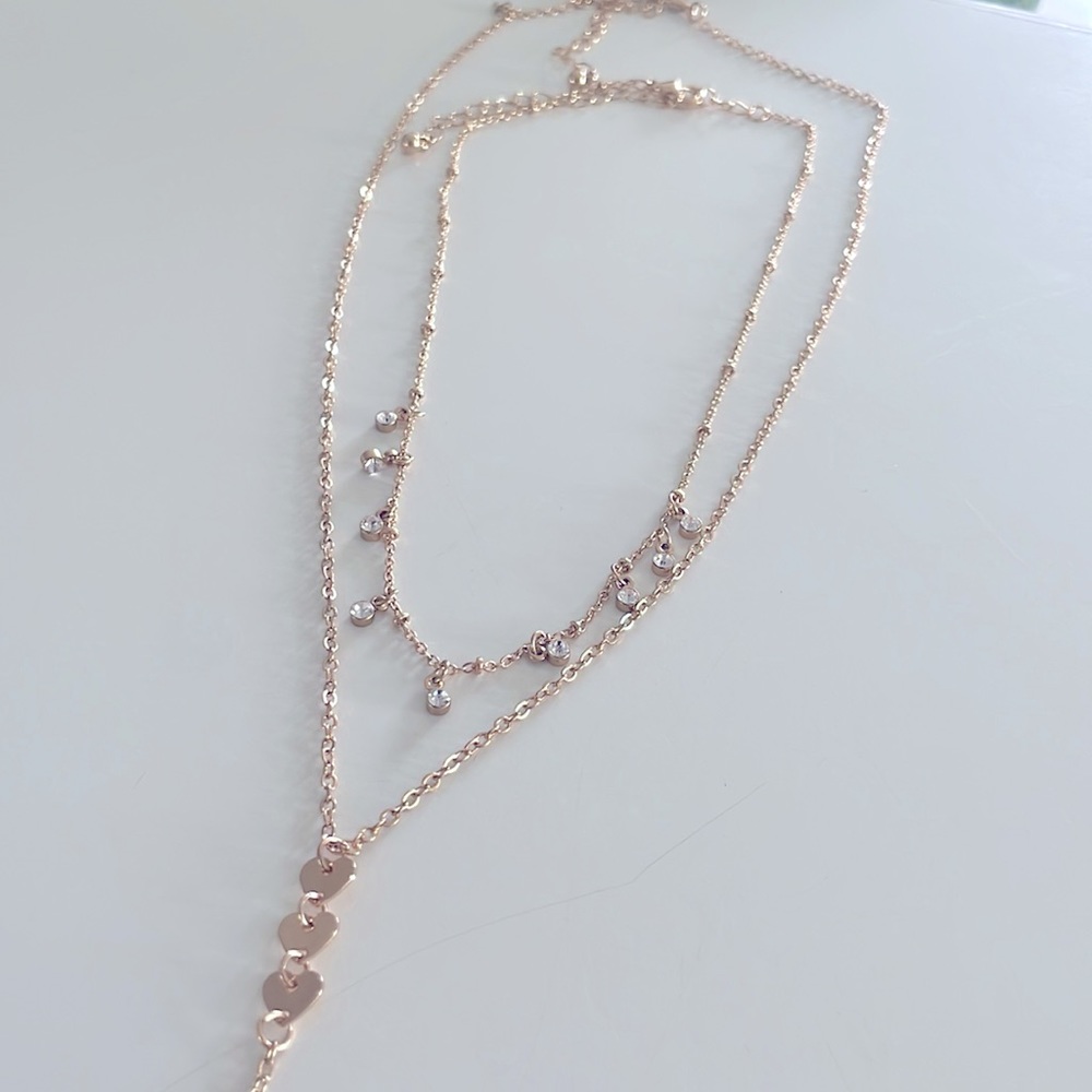 Double layered, separate hook gold necklace
